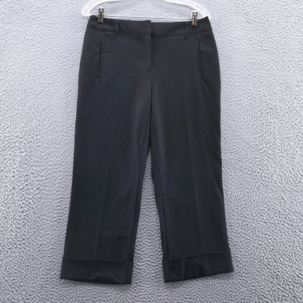 Chicos Ultimate Fit Crop Pants Black Cuffed Hem Trousers Size 0 US 4 Small NEW